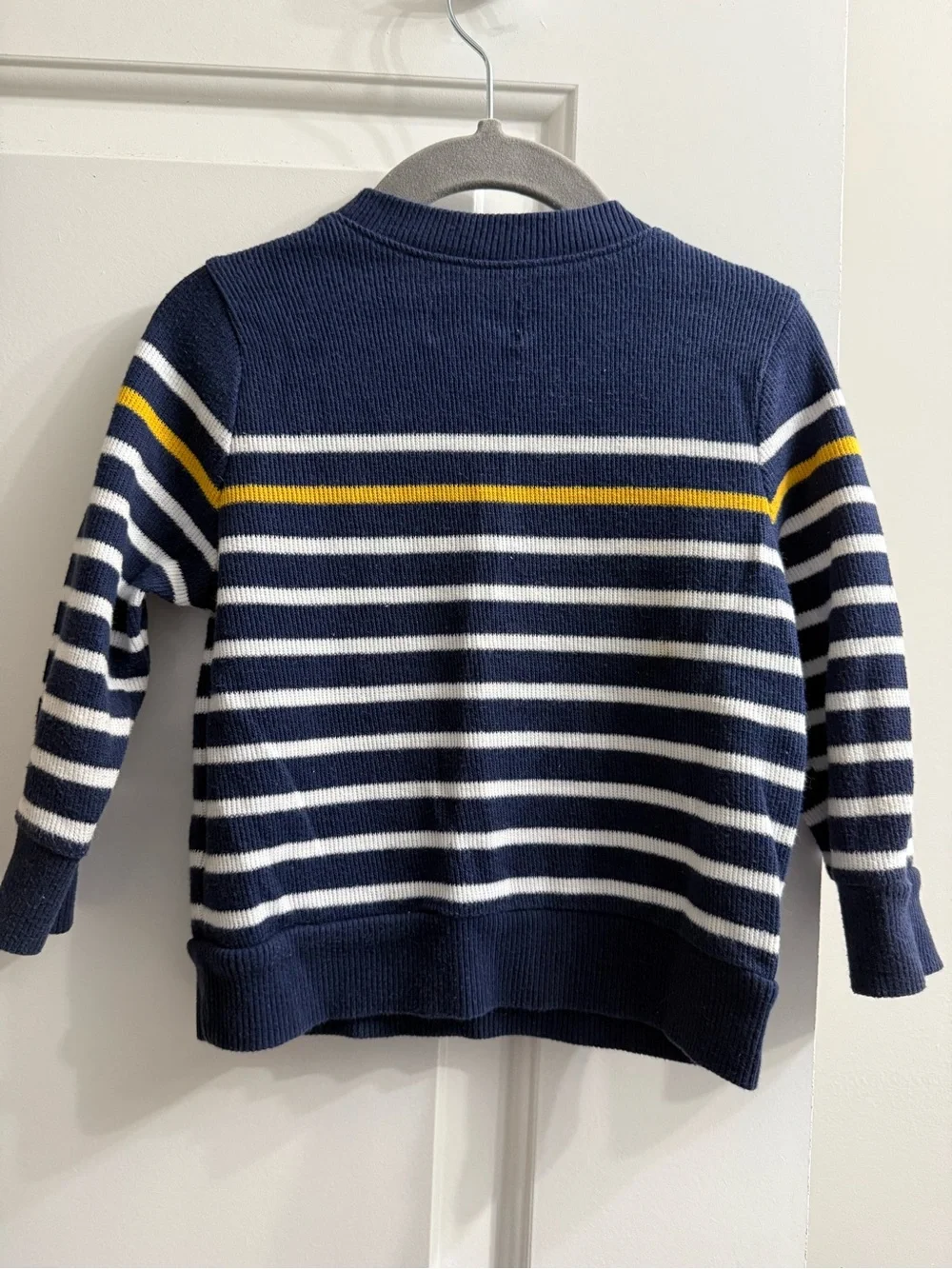 Old Navy Navy, White & Yellow Striped Knit Sweater
